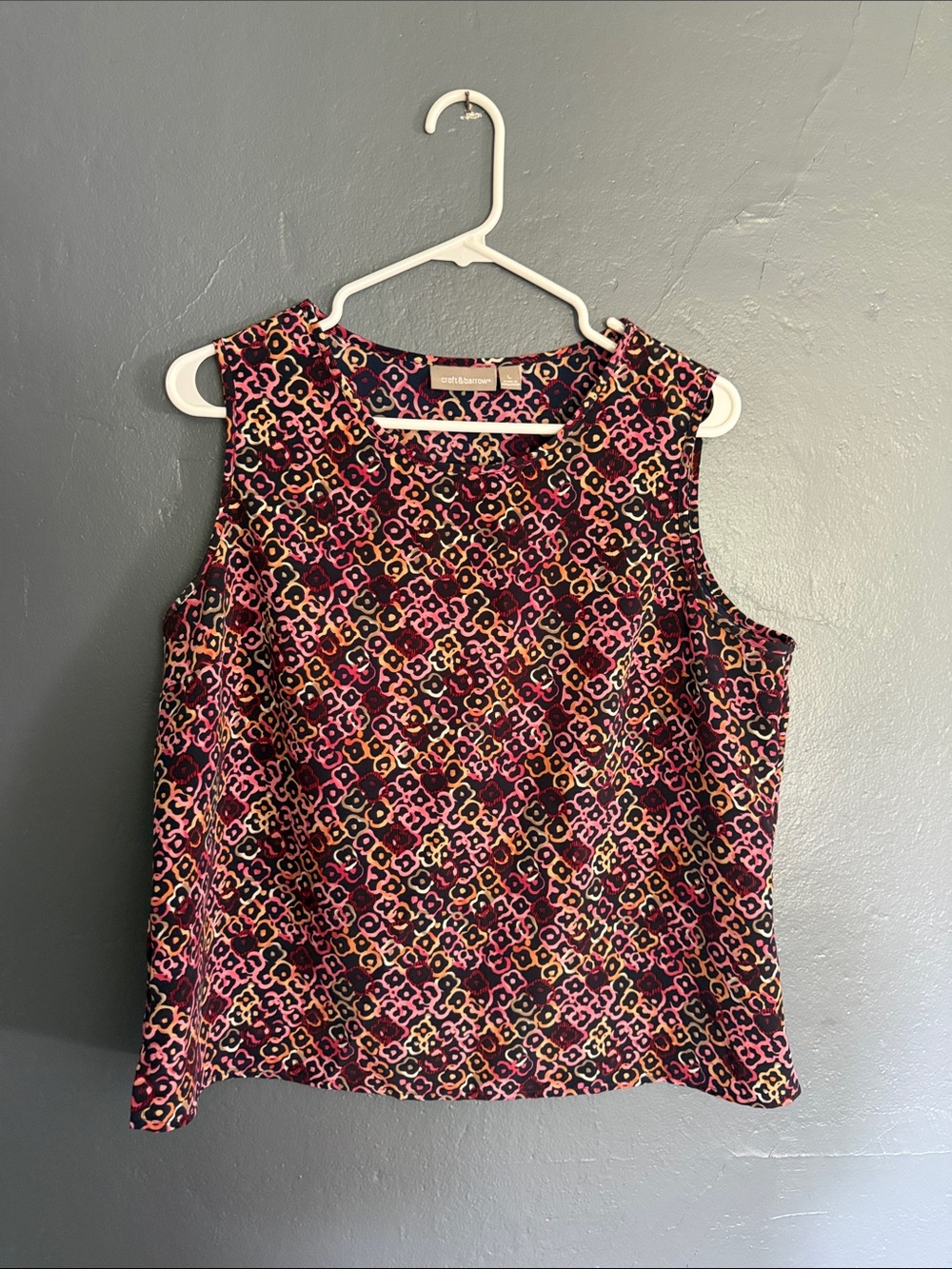 Pink & Black Geometric Sleeveless Tank